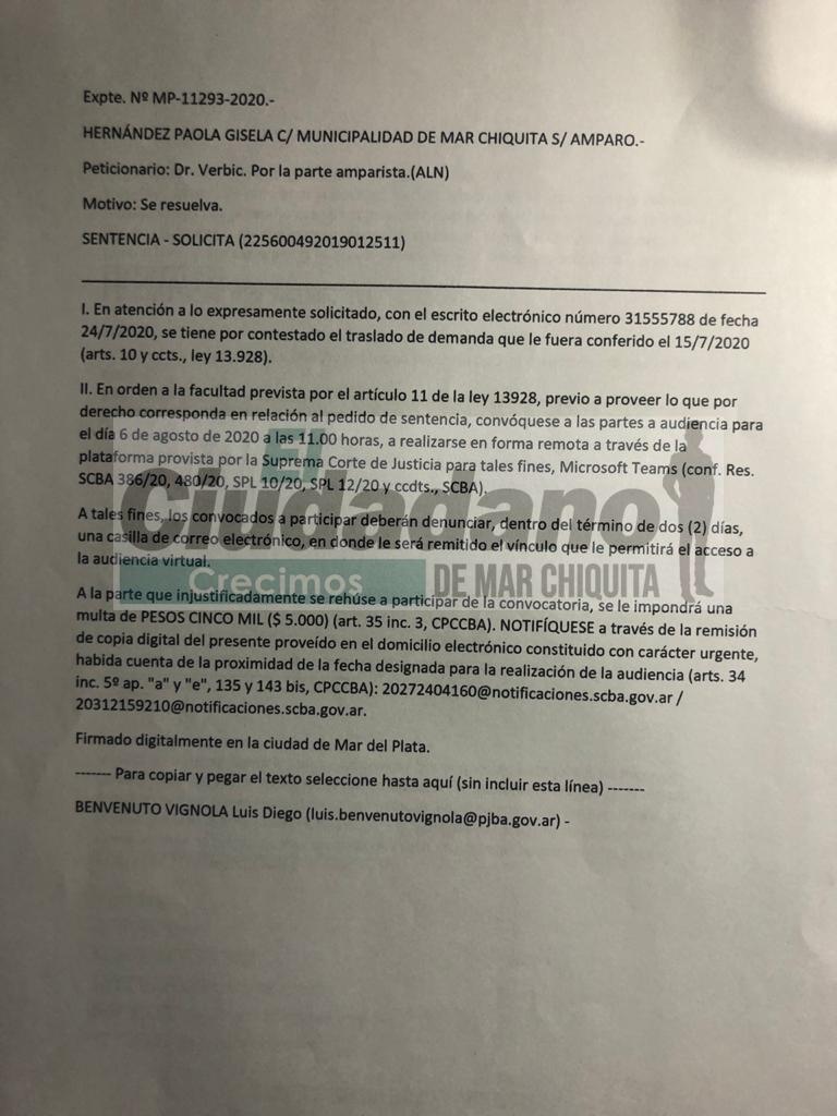 La justicia citó a Paredi a una audiencia el próximo jueves