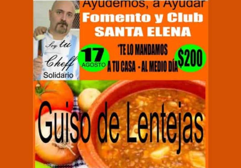 La comida estará a cargo del chef Fabián Giovanniello en la Sociedad de Fomento de Santa Elena y saldrá $200 cada plato. 