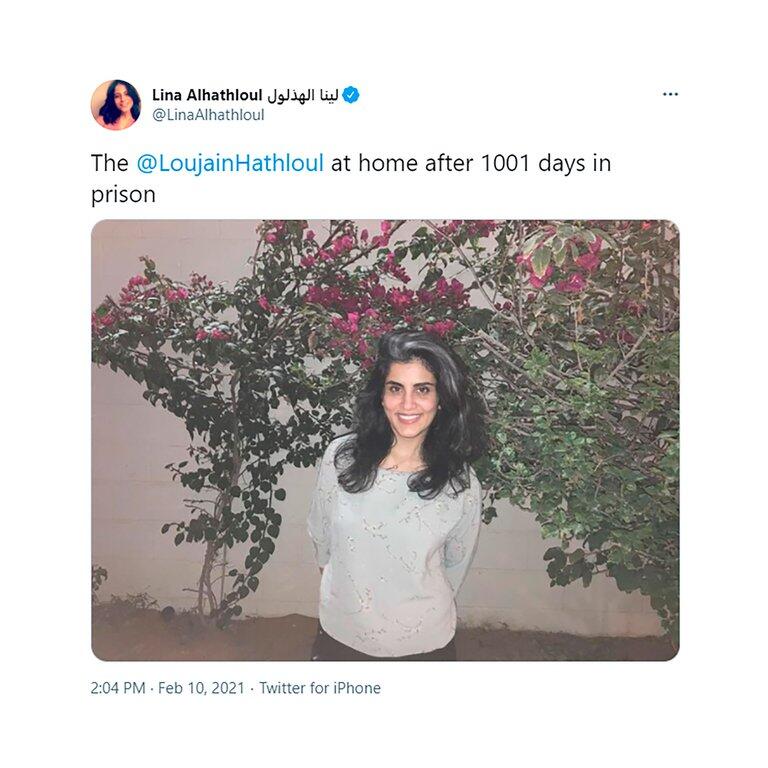 Libertad para la activista por los derechos de las mujeres saudí Loujain al Hatloul