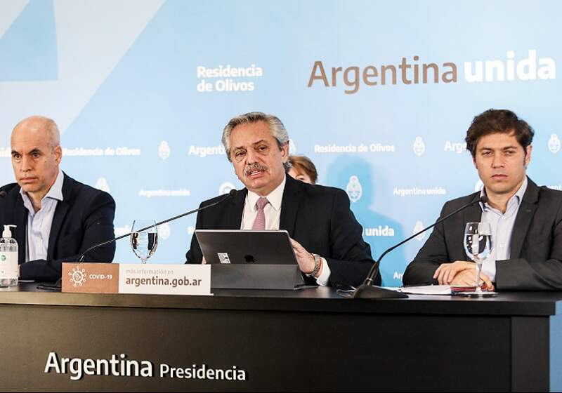 El presidente Alberto Fernández realizó anuncios de una nueva prórroga del aislamiento social, preventivo y obligatorio. 
