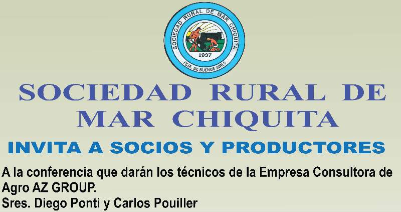 La Sociedad Rural de Mar Chiquita invita a socios y productores a una jornada con técnicos de AZ Group