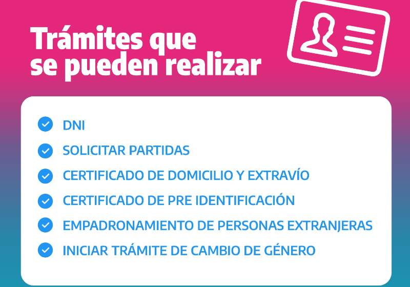 Está destinado a tramites de DNI, partidas y certificados, entre otros.