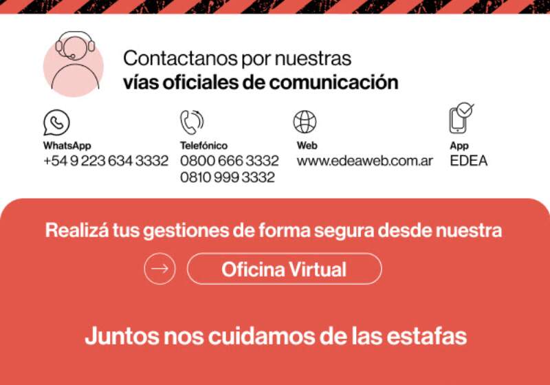 La distribuidora lanzó una campaña preventiva en Mar Chiquita y pidió usar solo canales oficiales para gestiones.