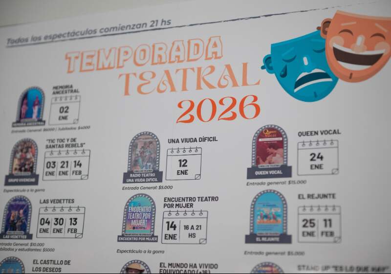 El Cine Teatro Leonardo Favio tendrá más de 20 obras para el verano, con funciones diarias a las 21 y propuestas locales, regionales y nacionales.
