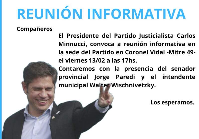 Será el viernes 13 a las 17 en la Casa del Partido y contará con la participación del senador provincial Jorge Paredi y el intendente Walter Wischnivetzky.