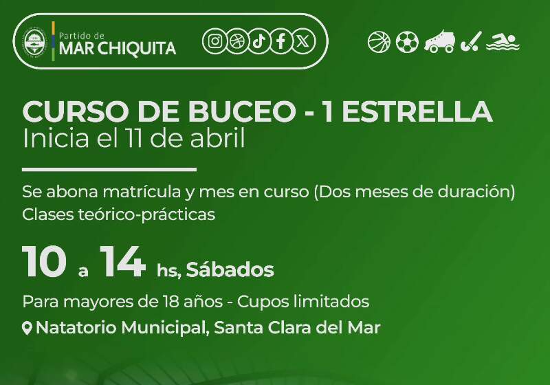 La Secretaría de Deportes informó que tendrá una duración de dos meses con clases teórico‑prácticas. La inscripción requiere el pago de matrícula