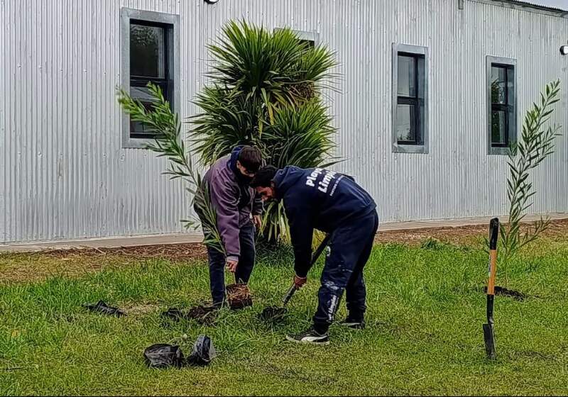 El equipo realizó una plantación de especies nativas antes del acto previsto para el miércoles 27 a las 13.