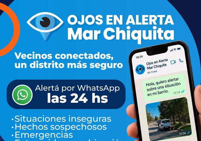 El sistema permite alertar por WhatsApp (2235354748) durante las 24 horas situaciones de emergencia, inseguridad o hechos sospechosos. 