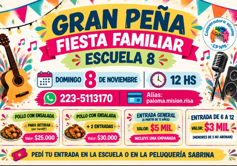 El encuentro, organizado por la Asociación Cooperadora del establecimiento, se desarrollará el domingo 8 de noviembre con espectáculos en vivo, danza y buffet a beneficio.