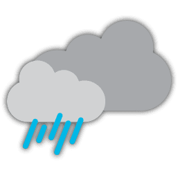 Parcialmente nublado con lluvia en la hora anterior
